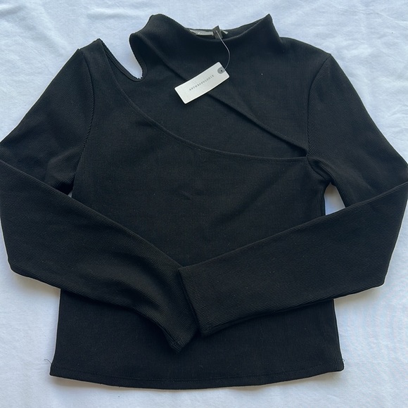 NWT Anthropologie Asymmetrical Cut Out Ribbed Knit Top-Size Small - Picture 2 of 9